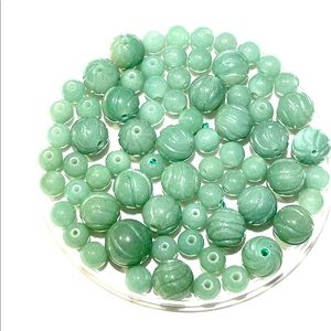 Lot of 71 Vintage Carved Jade Beads